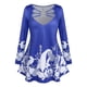thumbnail image 1 of Talla grande Paisley Flower Print CutOut O Ring T Shirt Rosegal Mangas largas de talla grande, 1 of 5