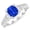 White Gold, variant on 2.75 Carat Designer Halo Channel Set Round Diamond Engagement Ring with Milgrain 14K Gold w/a 2 Ctw Cushion Cut Blue Sapphire(AAA Heirloom Quality) White Gold Size:7