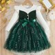 thumbnail image 2 of Vestido de Manga Larga para Niñas con Nudo de Arco Y Cinturón, de Moda de Color Sólido de Malla de Manga Larga para Niños 3-10 Años, 2 of 9
