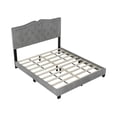 thumbnail image 7 of Queen Size Upholstered Platform Bed, Modern Velvet Platform Bed with Tufted Headboard and Rivet Design, Wooden Bed Frame with Slat Support for Kids Teens Adults, No Box Spring Needed, Gray, 7 of 7