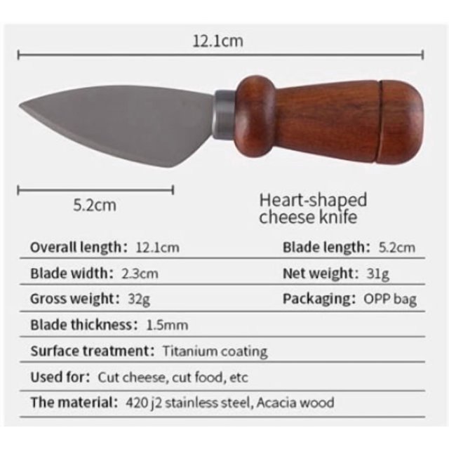 Cuchillo for queso con mango de madera, cuchillo y tenedor for cortar mantequilla, diseño chapado en titanio, cuchillo for queso de acero inoxidable de alta calidad