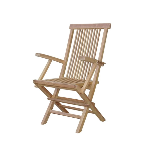 Anderson Teak Bristol Teak Outdoor Dining Chair with Arms - Foldable (Set of 2) - N/A
