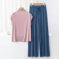 thumbnail image 2 of fatyb Lounge Outfits for Women Casual Mock Neck Tops Wide Leg Comfy Pants Womens Matching Pajama Sets, 2 of 4
