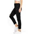 thumbnail image 2 of Wax Jean Women's Juniors High Rise Baggy Straight Leg Jeans (3, Black), 2 of 4