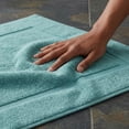 thumbnail image 3 of REGALWOVEN Cotton Banded Bath Mat Reversible Step Out Soft Plush Bath Rug Absorbent Rug for Hotel Spa Bathtub Mat Blue 16" x 24", 3 of 5