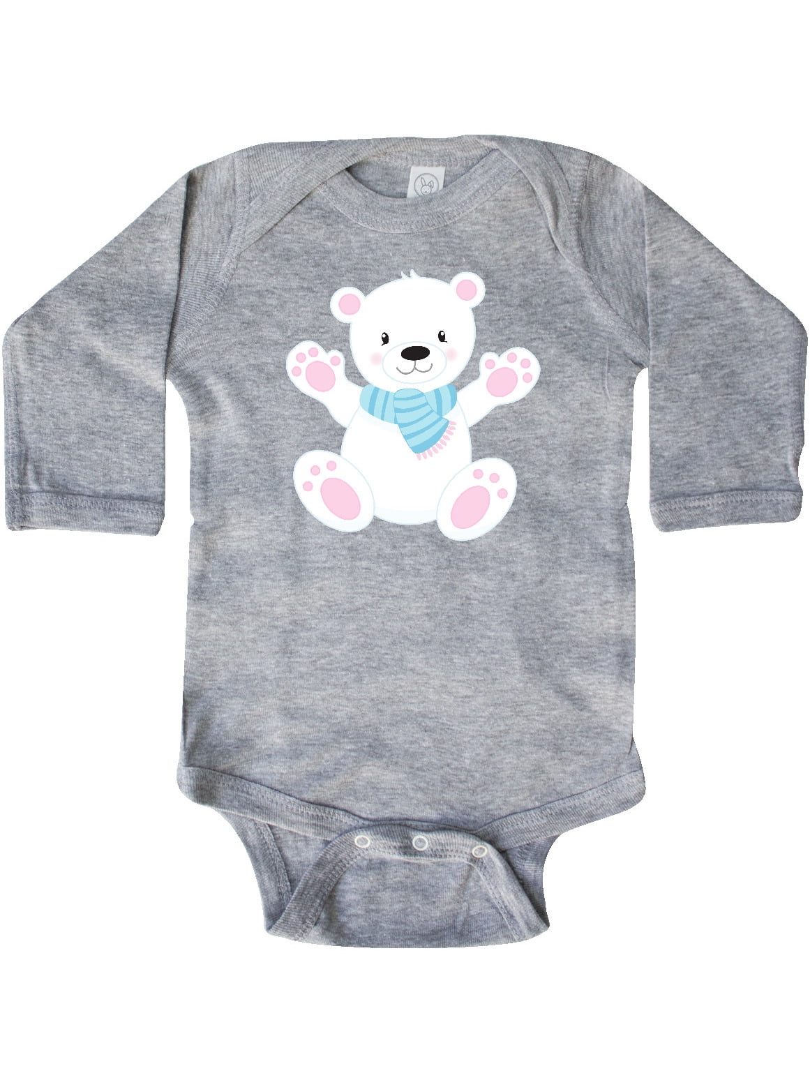 Inktastic  cute polar bear white bear with blue scarf long sleeve