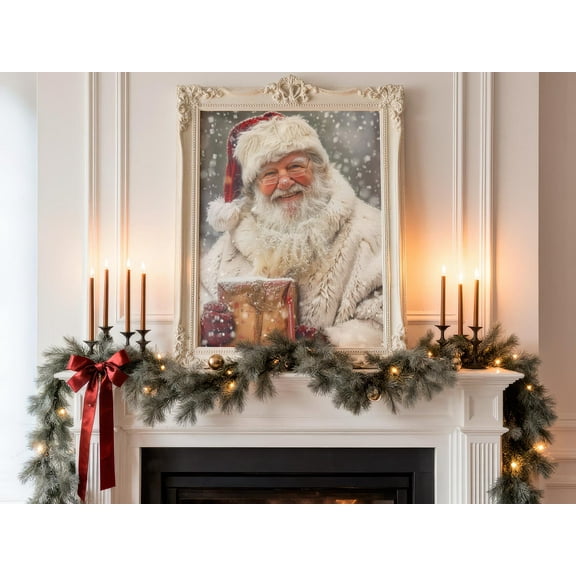 Vintage Santa Claus Christmas Wall Art, Neutral Holiday Printable Decor, Cozy Christmas Print for Living Room or Bedroom, 16x24 UNFRAMED