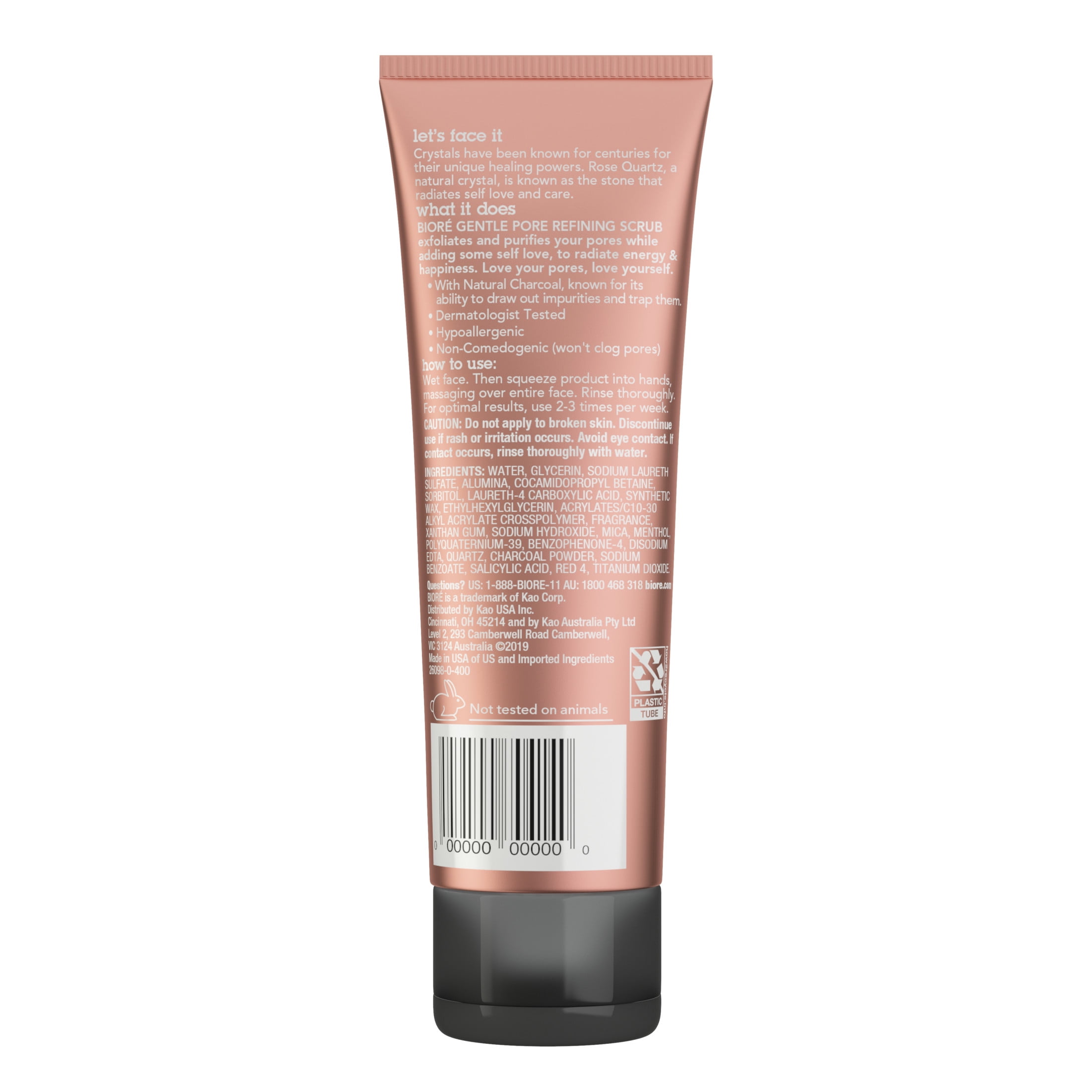 Bioré Rose Quartz + Charcoal Oil Gentle Pore Refining Facial Scrub, 4 fl oz
