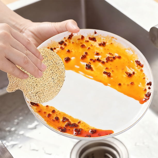 Natural Loofah Sponge Scrubber for Dishes Kitchen Cleaning Scouring Pads Eco Friendly Dishwashing Brush Pot Pan Scraper Reusable Wash Cloth Non Scratch Scrubber Pad Household Cleaning Supplies