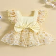 thumbnail image 2 of Barboteuse pour Bébés Filles, Justaucorps à Manches à Volants, Imprimé Floral, Robe en Tulle avec Nœud, Combinaison, 2 of 7