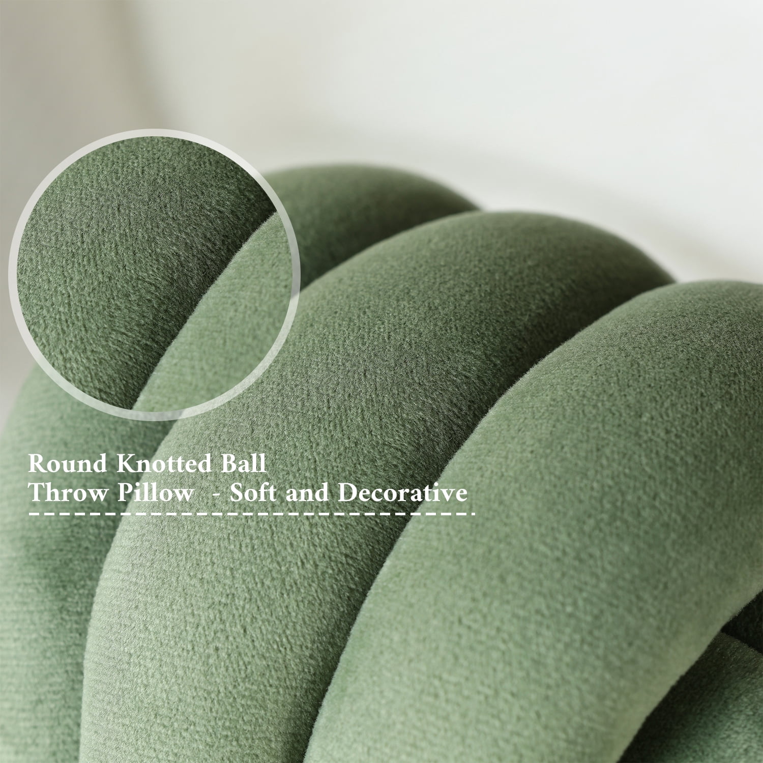 8 Inch Round Decorative Throw Pillow, Solid Color Olive Accent Cushion for Sofa Bedroom (8R)