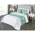 thumbnail image 3 of Vintage Bed Runner Set, Grunge Design Butterfly Silhouette with Music Notes and Cursive Words, Decorative Bedding Scarf & 2 Pillow Shams for Hotels Homes, Queen, Apple Green and Seafoam, by Ambesonne, 3 of 3