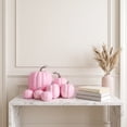 thumbnail image 7 of 7 Pcs Assorted Sizes Artificial Pumpkins Fall Decor Fake Faux Foam Pumpkins for Halloween Thanksgiving Harvest Home Table Decor (Pink), 7 of 7