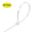 thumbnail image 1 of Correas de cable Uxcell, correas ajustables de 12 pulgadas, liberables, de nylon, con nudo deslizante, blancas, 50 piezas, 1 of 5
