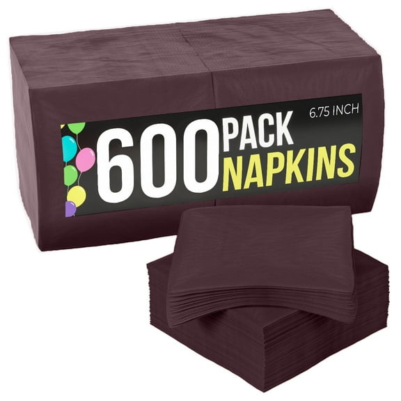 Crown Display Brown & Dinner Paper Napkins, Highly Absorbent, 600 Count