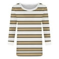 thumbnail image 6 of Bmawag Womens Shirts Plus Size 3/4 Sleeves Crew Neck Striped Lightweight Tops Blouses Casual Loose Women's Trendy Fashion T-Shirts Brown XXL, 6 of 6
