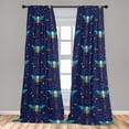 thumbnail image 4 of Ambesonne Celestial Curtains, Moon Star Pattern Bee Art, Pair of 28"x95", Navy Blue and Earth Yellow, 4 of 5