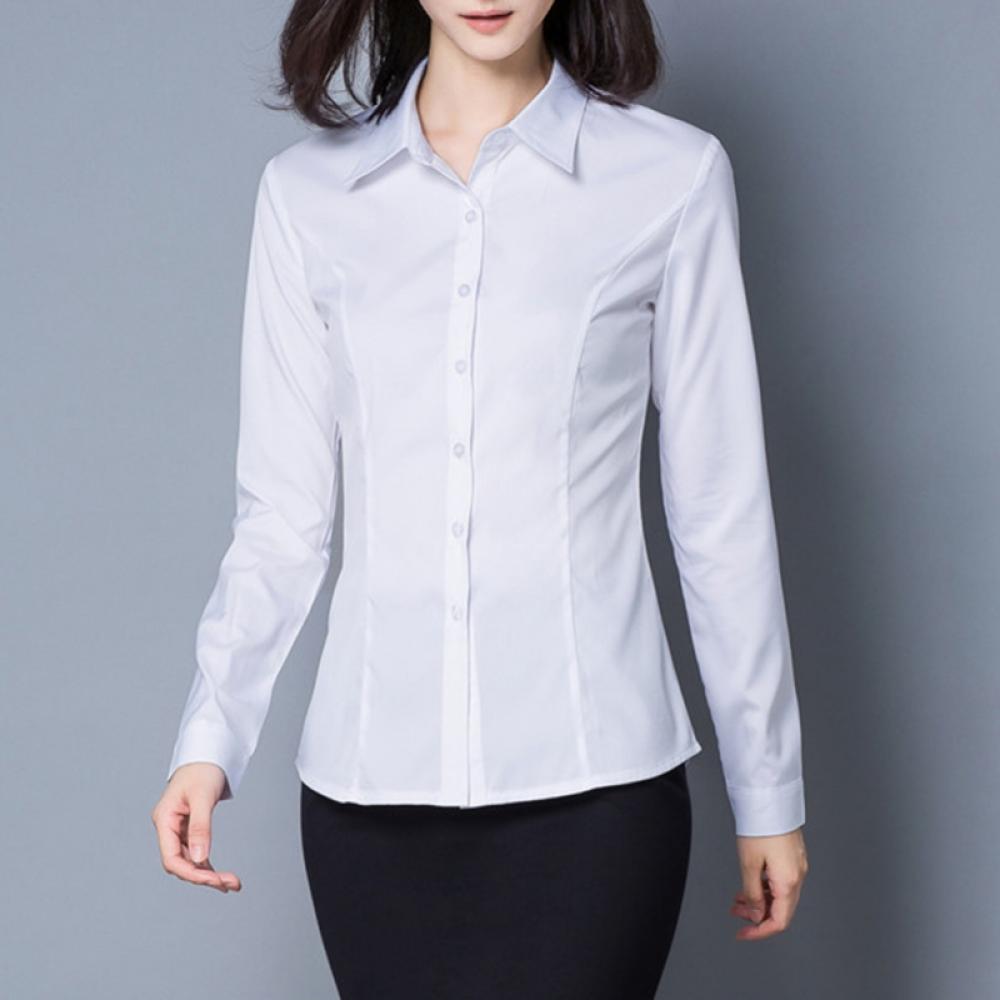 Button Down Shirt Women Long Sleeve Blouse Shirt Classic-Fit Cotton ...