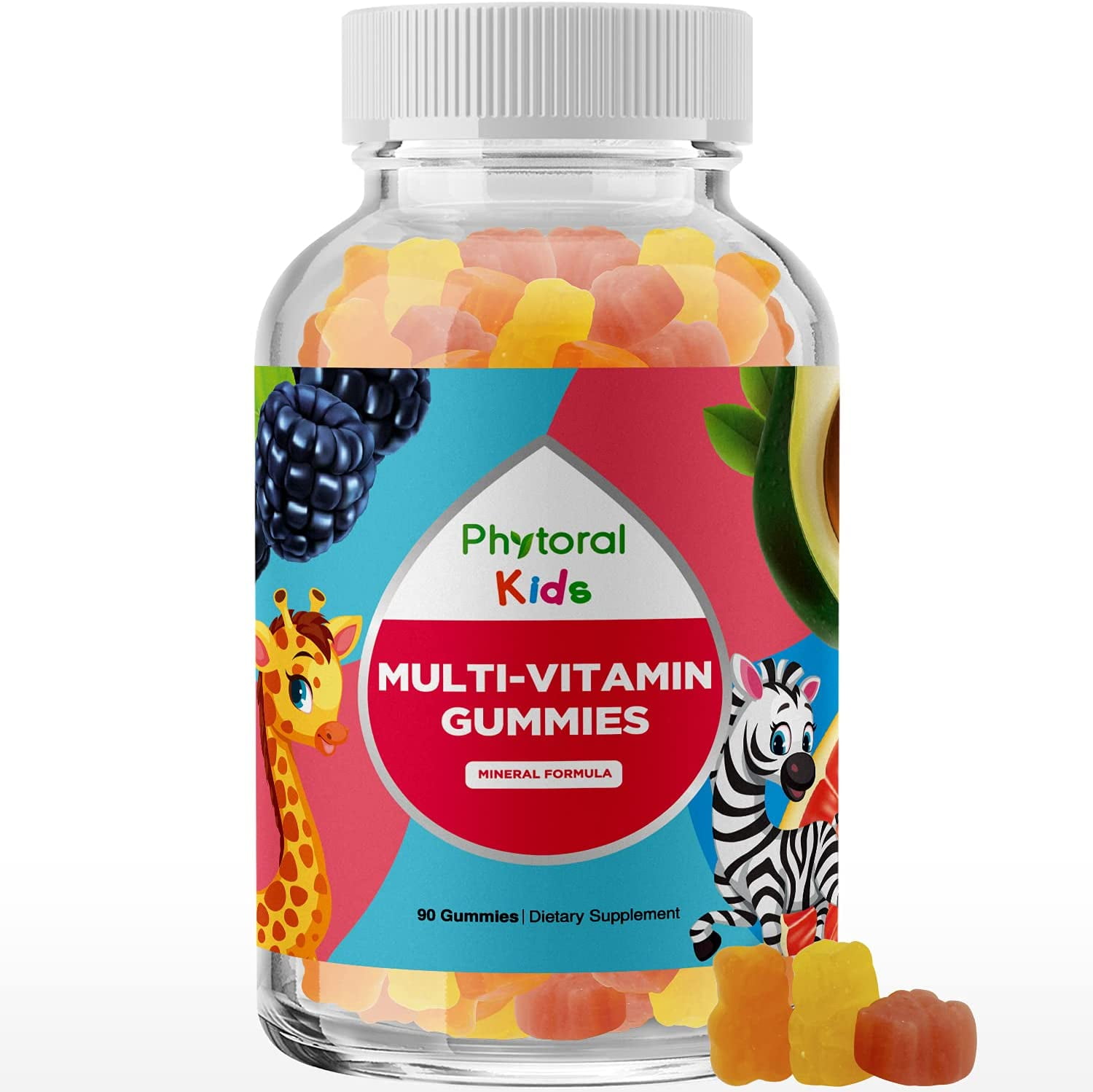 Kids Multivitamin Gummies - Phytoral 90ct Delicious Children's Natural Gummy Vitamins for Immune Support - Vitamin A, B, C, D, Zinc & More!
