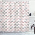 thumbnail image 1 of Geometric Shower Curtain, Sketch of Hatched Trapezoids in Continuous Style, Fabric Bathroom Set with Hooks, 69W X 75L Inches Long, Coconut Taupe Grey Dried Rose Pale Sepia, by Ambesonne, 1 of 3