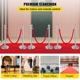 thumbnail image 3 of 6-Pack 38In Silver Stainless Steel Retractable Stanchion Posts with Red Rope, for Indoor & Outdoor Queue Management, 3 of 11