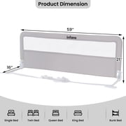 INFANS Bed Rail for Toddlers, 59 Foldable Safety Baby Bed Rail Fit for Kids Twin, Extra Long Swing Down Bed Guardrail for Convertible Queen, Full, King Mattress Side Guard