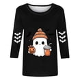 thumbnail image 3 of ZVAVZ Womens Halloween Tee Shirts Crew Neck Ghost Printed Top Cute Pumpkin Graphic Tees Fashion Bad Novelty Holiday T-Shirts Black L, 3 of 3