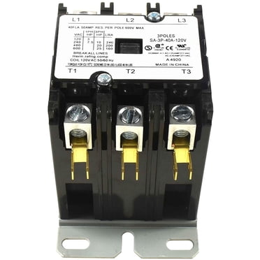 SA-3P-40A-120V 3 Pole 40 Amp 120V Coil Definite Purpose Contactor – New, Unbranded