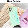 thumbnail image 6 of Compatible with iPhone 12 Case 6.1” Thin for Women Girls,Soft TPU Plating Bumper Wristband Holder Camera Lens Protection Phone Case Slim Shockproof Love Heart Cute Case Cover(Light Green), 6 of 7