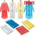 thumbnail image 2 of FAMTKT 100PCS Disposable Rain Ponchos for Adults, Portable Rain Ponchos for Women and Men, Disposable Raincoat Travel Rain Coat, Emergency Rain Ponchos for Camping Hiking Travelling Outdoor, 2 of 6