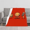 thumbnail image 2 of Cozy Flannel Blanket with Cartoon Characters on Red Background - Soft Warm Perfect for Sofa Travel Bed and Chair, 2 of 7