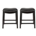 thumbnail image 2 of Homegear Faux Leather Backless Metal-Stud Bar Stools, Set of 2, Black, 2 of 4