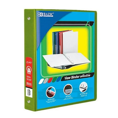 UPC: 0194629070602 | BAZIC Products 3-Ring View Binder with 2 Pockets 1 Lime Green Pack of 6