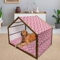 thumbnail image 2 of Traditional Pet House, Vivid Botanical Pattern from Taiwan Hakka Culture with Peony and Hibiscus, Outdoor & Indoor Portable Dog Kennel with Pillow and Cover, 5 Sizes, Pink Blue Green, by Ambesonne, 2 of 4