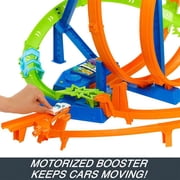 Hot Wheels Track Set w/ 5 Crash Zones, Motorized Booster, 1 Car, 2 Loops