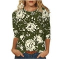 thumbnail image 3 of Jsaierl Womens 3/4 Length Sleeve Tops Casual Floral Print Summer Tops for Women Loose Fit Three Quarter Length Sleeve Blouse, 3 of 6