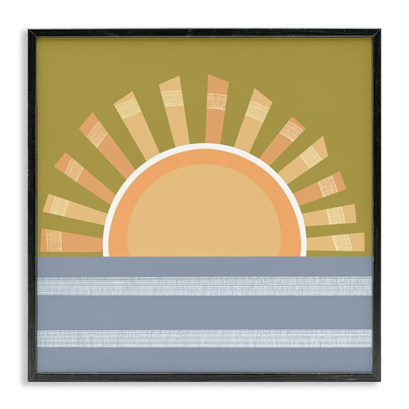 Stupell Industries Rising Sun Over Ocean Landscape & Nature Painting Black Framed Art Print Wall Art, 12 x 12