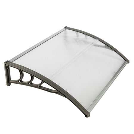 32  x 40  Window Awning Door Canopy Polycarbonate Door Sun Shetter UV Rain Snow Sunlight Protection Hollow Sheet Clear+Gray