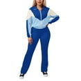 thumbnail image 2 of MAIHAN-Women Two Piece Outfits Workout Sets Women's Color Block Zip Up Tracksuit - Matching Jacket & Slim Fit Pants Set for Running, Yoga & Casual Wear(Blue,L), 2 of 7