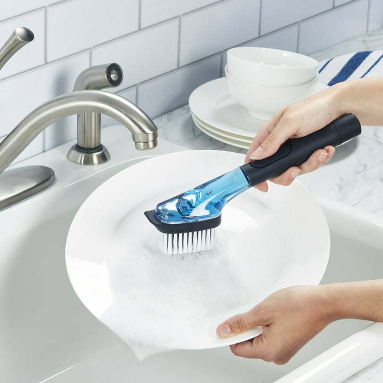 Soap Dispensing Dish Brush Soap Dispensing Palm Brush Dishwashing Removable  Scrub Brushes Dish Scrubber with Holder