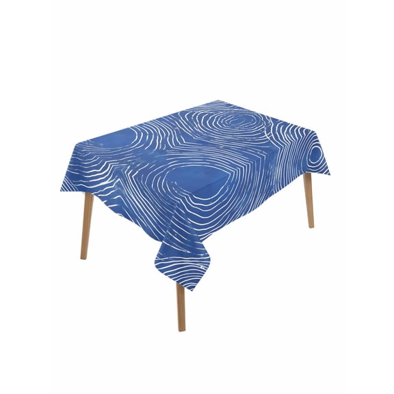 Blue Geometric Table Cloth, Modern Minimalism Abstract Striped Waterproof Tablecloth for Rectangle Tables, Reusable Washable Fabric Table Cover for Restaurant Kitchen Dining Tables 52"x70"