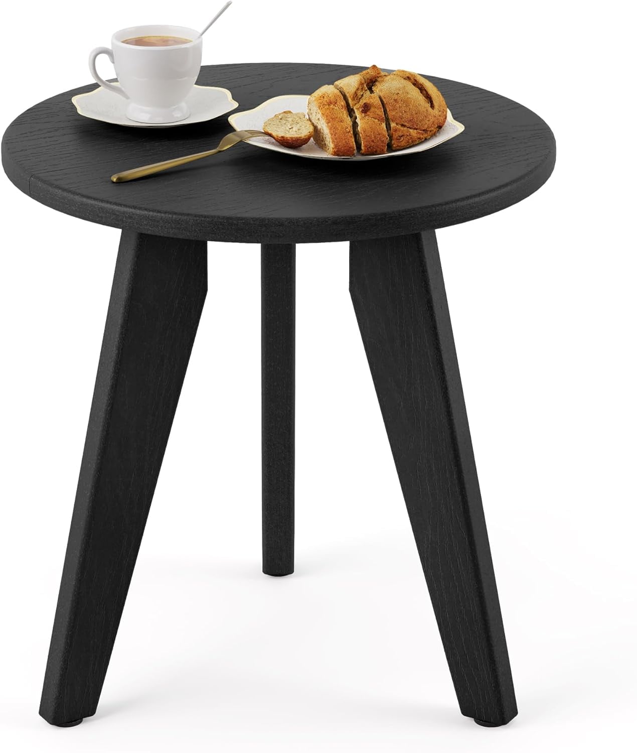Dycanpo Outdoor Side Table for Patio, Small Round End Table Weather-Resistant for Living Room, Bedroom, Black