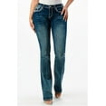 thumbnail image 2 of Grace in LA Women's Aztec Embroidered Faux Flap Pockets Bootcut Stretch Jeans (30), 2 of 3