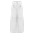 thumbnail image 6 of Pxxlle Plus Size Linen Pants for Women Loose Fit Wide Leg Palazzo Pant Casual Summer Drawstring High Waisted Pleated Trousers with Pockets White L, 6 of 10