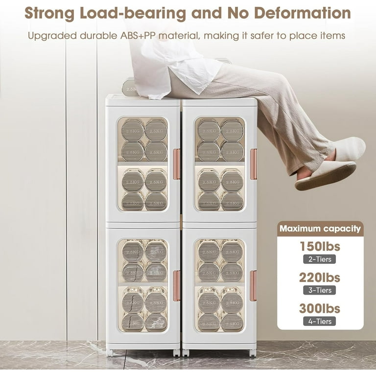 4-Tier Narrow Storage Cabinet With Transparent Doors And
