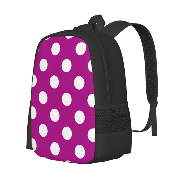 Fotbe Purlpe And White Polka Dot Mochila para Hombre y Mujer - Tela Oxford 600D Resistente - Mochila Impermeable de Gran Capacidad para Escuela, Viajes y Senderismo