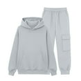 thumbnail image 4 of UACY Teen Girls 2 Piece Sweatsuits Fleece Hoodies Jogging Set Youth Kids Ribbed Cuffs Oversized Pockets Sweatpants Outfits ﻿ (Grey, 11-12 Years), 4 of 9