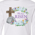 thumbnail image 4 of Inktastic Easter He Has Risen with Cross and Flowers Long Sleeve Youth T-Shirt, 4 of 5