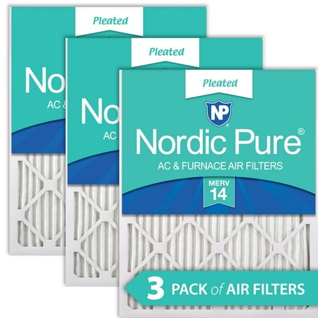 

14x25x1 (13_1/2x24_1/2) Pleated MERV 14 Air Filters 3 Pack