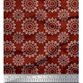 thumbnail image 1 of Soimoi Red Cotton Poplin Fabric Mandala & Floral Decor Fabric Printed Yard 56 Inch Wide, 1 of 3